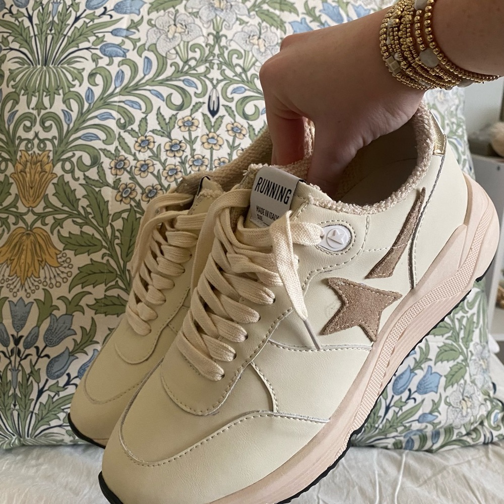 Golden Goose Cream Star Sneakers with Chunky Sole